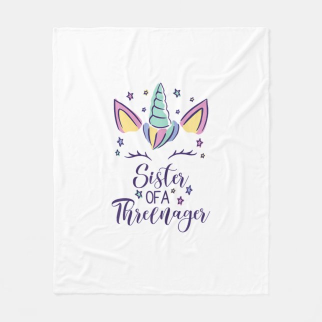 Schwester eines Threenager-Mädchens 3. Geburtstag  Fleecedecke (Vorderseite)