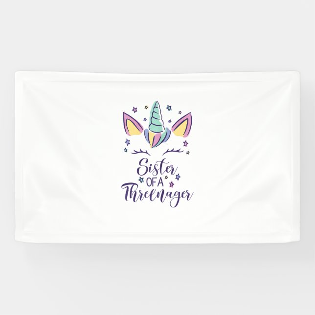 Schwester eines Threenagers Mädchen 3. Geburtstag  Banner (Horizontal)