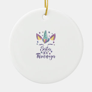Schwester eines Threenagers Mädchen 3. Geburtstag Keramik Ornament