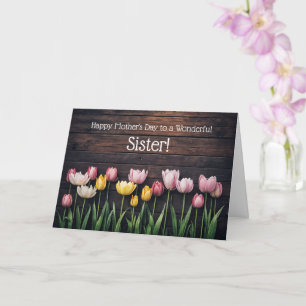 Schwester Frohen Muttertag Cute Country Tulpen Karte