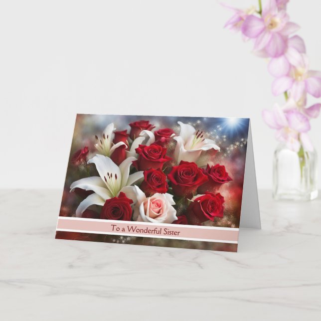 Schwester Frohen Valentinstag mit schönem Blumenst Karte (Orchidee)