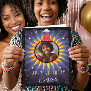 Schwester Geburtstag Benutzerdefinierte Fotos Himm Dankeskarte