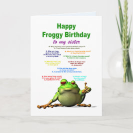Schwester, Geburtstag, Frosch Jokes Karte