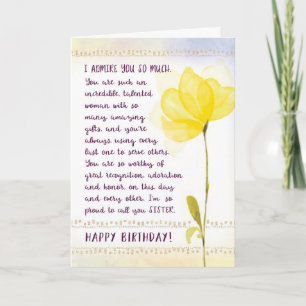 Schwester Geburtstag, ich bewundere dich so sehr Karte