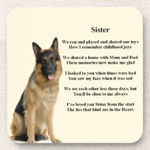 Schwester-Gedicht - Schäferhund-Hund Getränkeuntersetzer