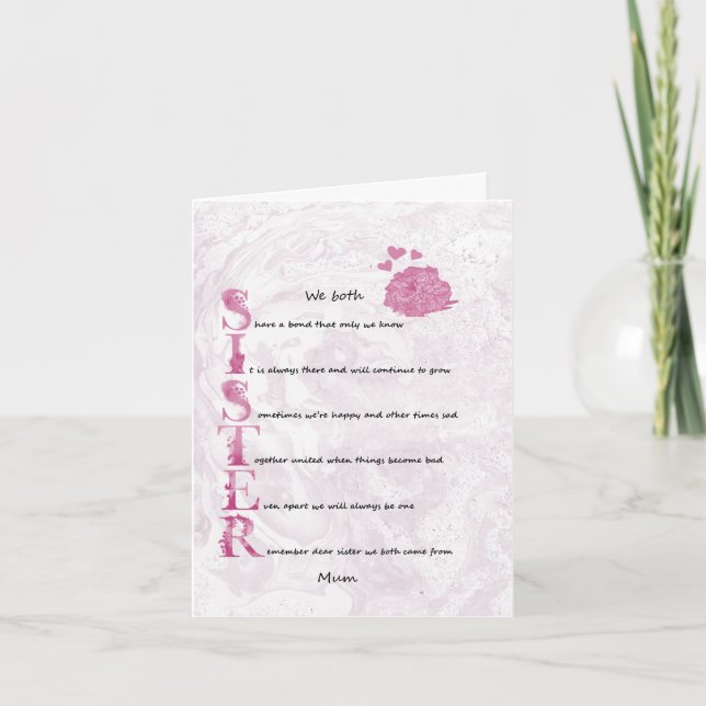 Schwester-Gefühlkarte Karte (Vorderseite)