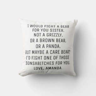 Schwester Geschenke, lustiges Schwester-Geschenk, Kissen