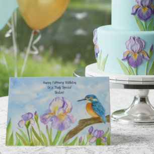Schwester Glücklicher Februar Geburtstag Eisvogel Karte