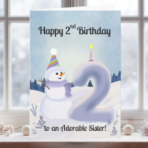 Schwester Happy 2. Geburtstag Schneemann Bauen