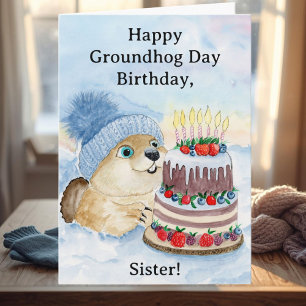 Schwester Happy Groundhog Day Geburtstag  Karte