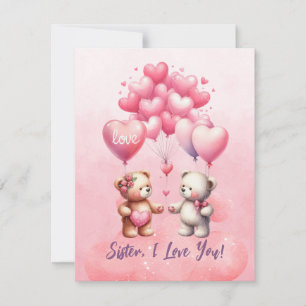 Schwester, ich liebe dich Valentinstag Feiertagskarte
