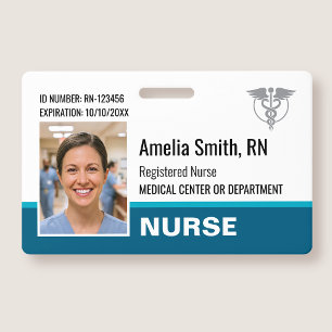 Schwester-ID-Ausweis-Foto-Logo Moderne Teal-RN-Vor Ausweis