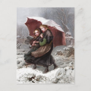 Schwester im Winter Postkarte