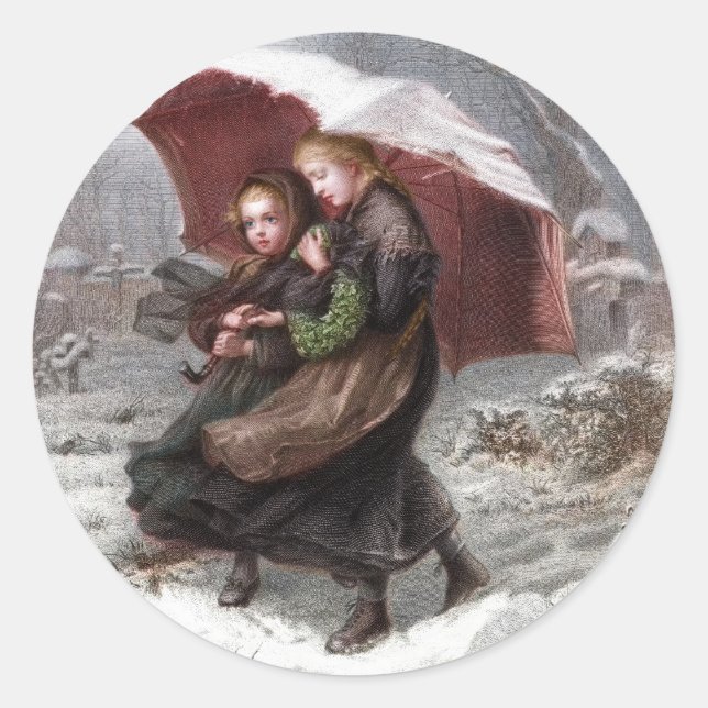 Schwester im Winter Runder Aufkleber (Vorderseite)