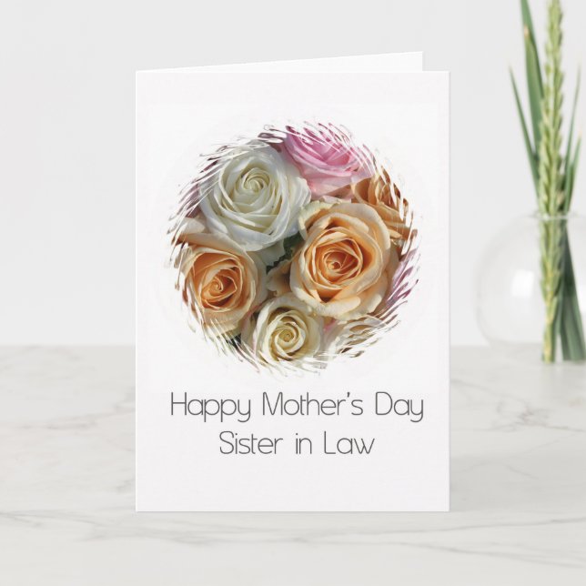 Schwester in Law Happy Mother's Day Rose Card Karte (Vorderseite)