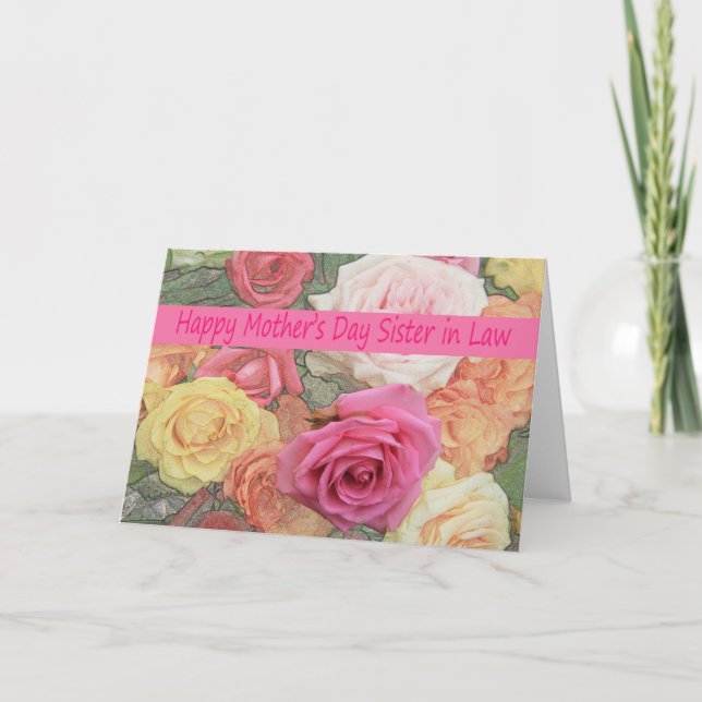 Schwester in Law Happy Mother's Day Rose Card Karte (Vorderseite)