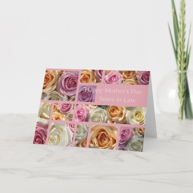 Schwester in Law Happy Mother's Day Rose Card Karte (Vorderseite)