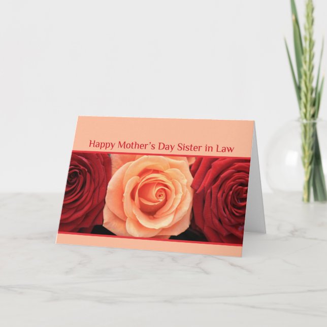 Schwester in Law Happy Mother's Day Rose Card Karte (Vorderseite)