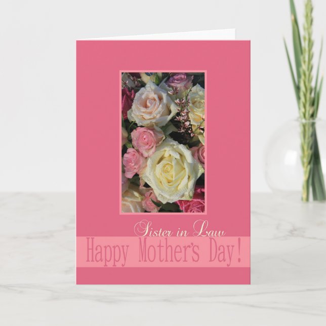 Schwester in Law Happy Mother's Day Rose Card Karte (Vorderseite)