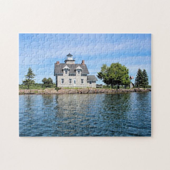 Schwester-Insel-Leuchtturm, 1.000 Inseln New York Puzzle (Horizontal)