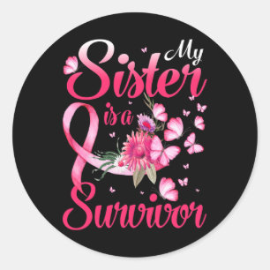Schwester ist ein Geschwätz-Brustkrebsgeschenk Runder Aufkleber
