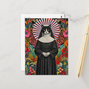 Schwester Kitty die Katzen-Nonne Postkarte