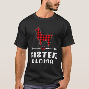 Schwester Lama Weihnachten Pyjama Rot Kariert Büff T-Shirt