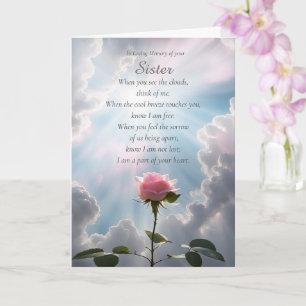 Schwester Mitgefühl mit rosa Rosenwolken Spirituel Karte