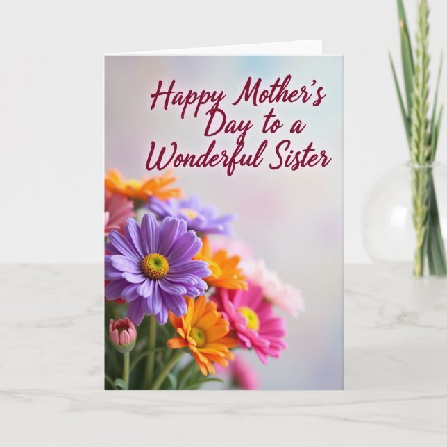 Schwester-Muttertags-Blumen Karte (Vorderseite)