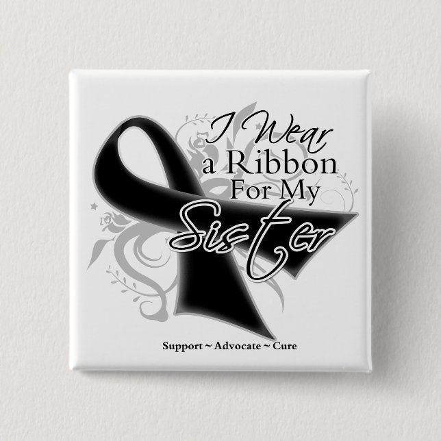 Schwester Ribbon - Melanom Hautkrebs Button (Vorderseite)