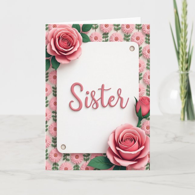 Schwester Rose Bloom Tag Karte (Vorderseite)