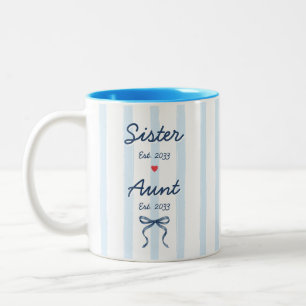 Schwester & Tante Benutzerdefinierte Daten Blaue S Zweifarbige Tasse