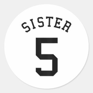 Schwester Team Trikot # 5 Handball Mädchen Fußball Runder Aufkleber