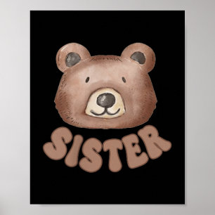 Schwester Teddybär 1. Geburtstag Junge Mädchen Fam Poster