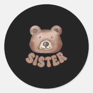 Schwester Teddybär 1. Geburtstag Junge Mädchen Fam Runder Aufkleber