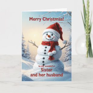 Schwester und ihr Ehemann Weihnachts Snowman Feiertagskarte