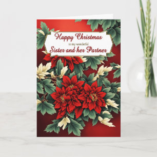 Schwester und ihr Partner Christmas Poinsettias Feiertagskarte