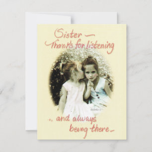 Schwester, vielen Dank für das Hören von Foto  Mitteilungskarte