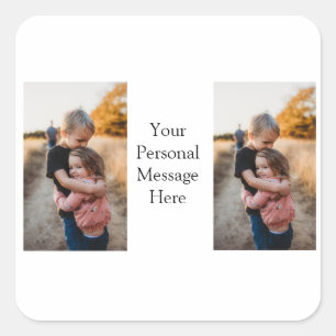 Schwesterfamilie fügt Fotonachricht hinzu Quadratischer Aufkleber