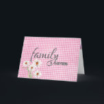 Schwestergeburt auf rosa Gingham Karte<br><div class="desc">Geburtstag für Schwesterschwester auf rosa und weiß verblasstem Gingham-Hintergrund mit weißen Molkereien.</div>