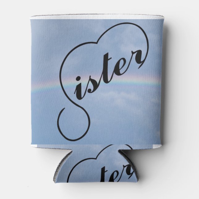 Schwesterherz und Regenbogen Dosenkühler (Vorderseite)