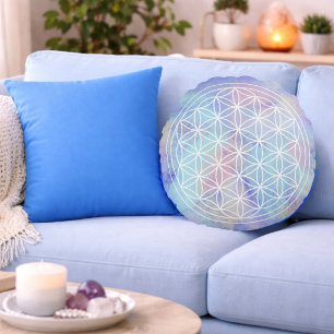 Schwesterliebe – Heilige Geometrie Blüte des Leben Rundes Kissen