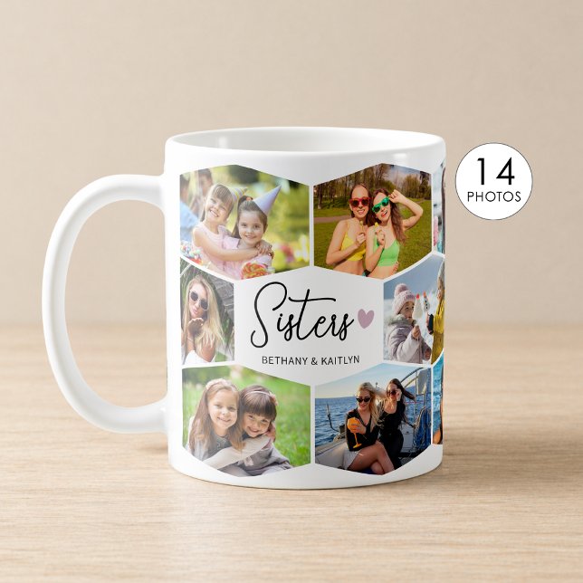 Schwestern 14 Foto-Collage Sechseck-Muster Kaffeetasse (Von Creator hochgeladen)
