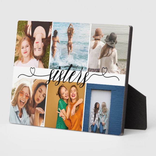 Schwestern 6 Foto Collage Personalisierte Niedlich Fotoplatte (Seite)