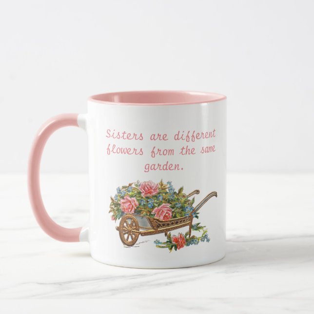 Schwestern, andere Blume vom selben Garten Tasse (Links)