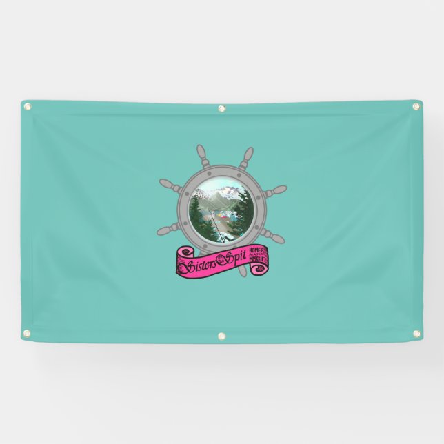 Schwestern auf dem Spit-Vinyl-Banner mit Metalschl Banner (Horizontal)
