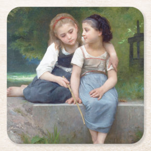 Schwestern, Bouguereau Rechteckiger Pappuntersetzer
