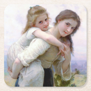 Schwestern, Bouguereau Rechteckiger Pappuntersetzer