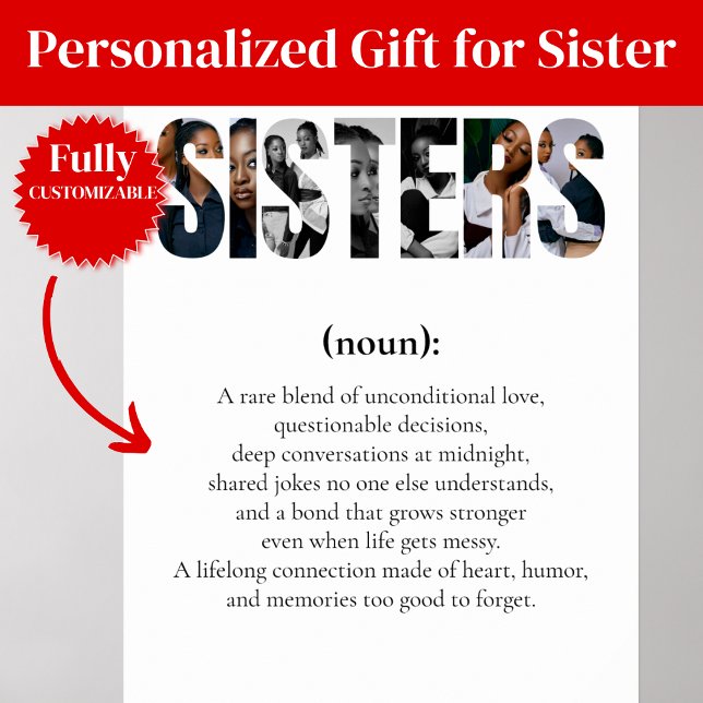 SCHWESTERN Definitionsposter – Einzigartiges Gesch Poster (SISTERS Definition Poster – Unique Gift for Her)