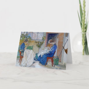 Schwestern, die durch den Kamin nähen Karte